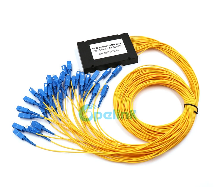 1X32 Fiber Optic Splitter, Excellent Uniformity Optical Splitter, Multi-Purpose Fiber PLC Splitter with ABS Box Packaging