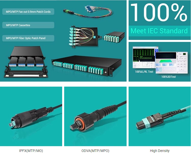 G657 Fiber Optic Patch Cord MPO/Mpt MPO-MPO Sm 9/125um G. 657A1 Trunk Cable 70meter Polarity a/ B